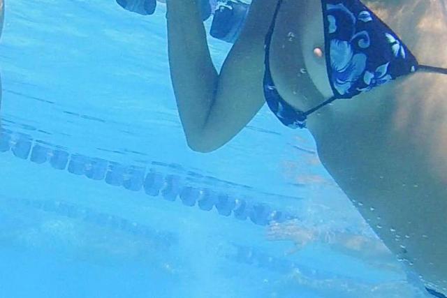 Accidental nipslip from a swimmer.