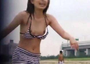 Real down blouse asian teen with great hard nipples